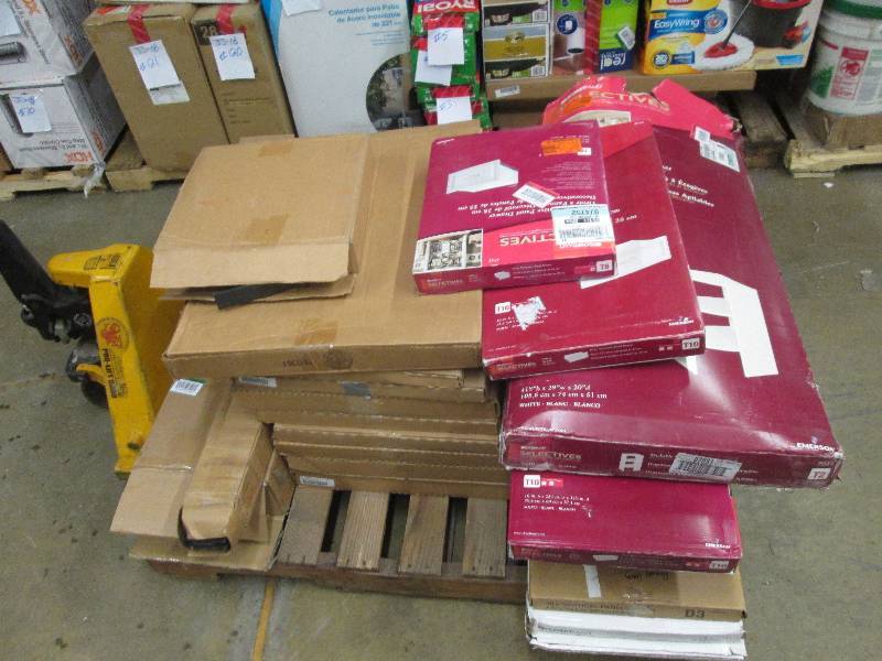 pallet of shelving and lanscape edg...
