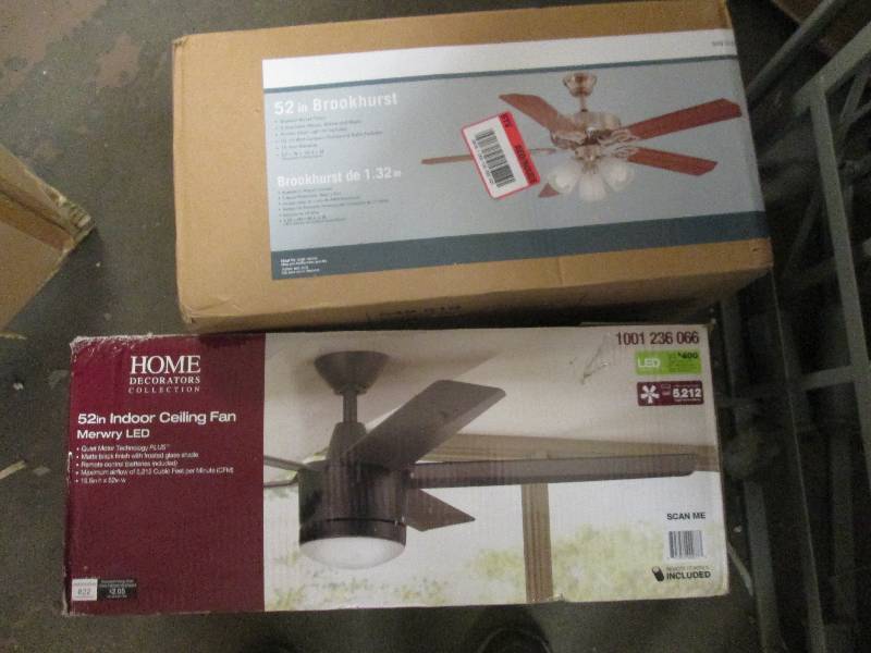 2 ceiling fans, 1 52broohurst, 1 h...