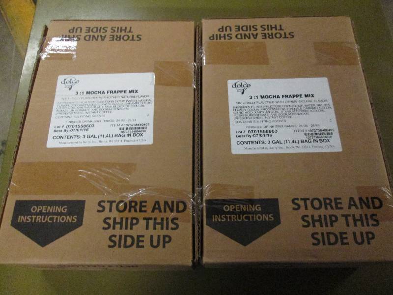 lot 380 image: 23 gallon bags of mocha frappe mix...
