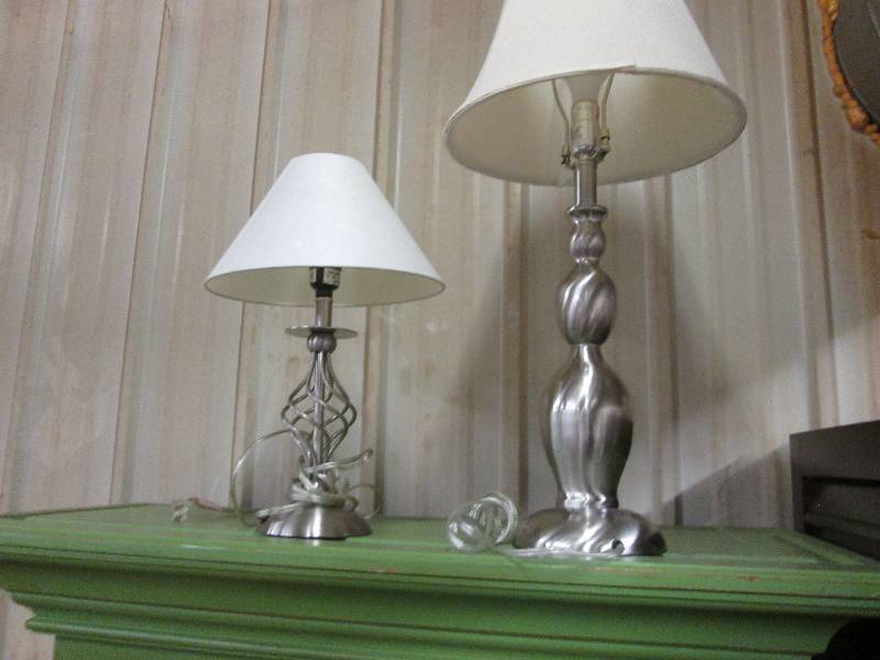 Pair of Silver Toned Lamps with Sha...
