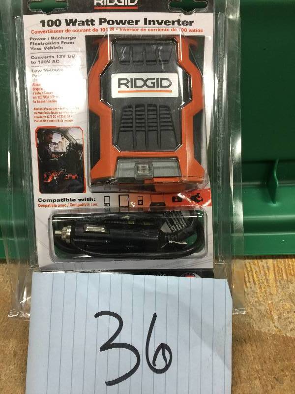 lot 36 image: Ridgid 100 Watt Power Inverter