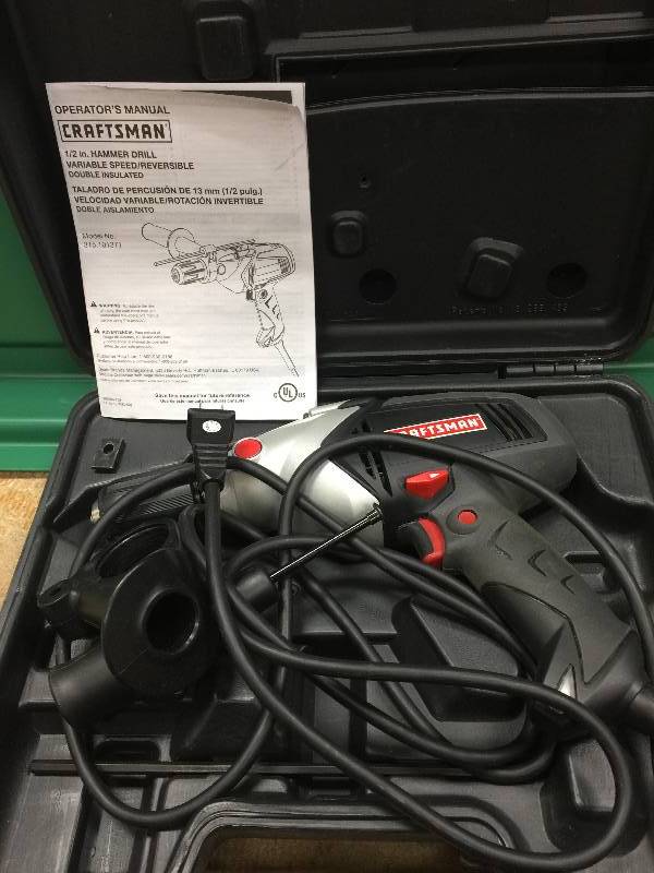 lot 41 image: Craftsman 12 in. Corded Hammer Drill in like New working conditions