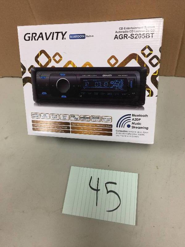 lot 45 image: GRAVITY AGR-S205BT Car Entertainment System CD-Receiver Built-in BluetoothSDUSBFront Aux Mp3 Disc Playable open box never used