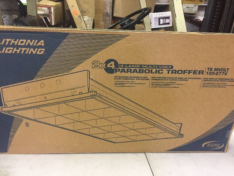 lot 73 image: Lithonia Lightning Fluorescent 3-Light Parabolic Troffer New