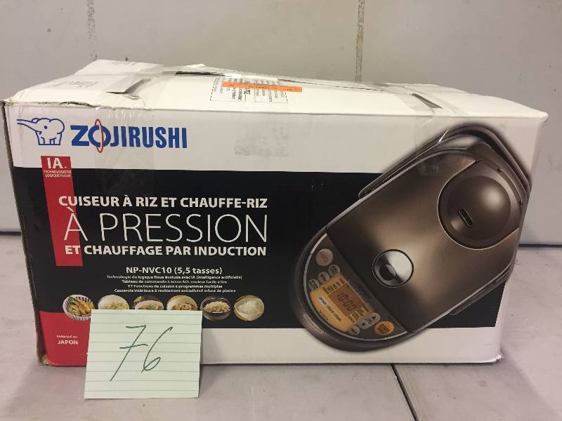 lot 76 image: Zojirushi NP-HCC10 5.5 cups Induction Heating System Rice Cooker and Warmer