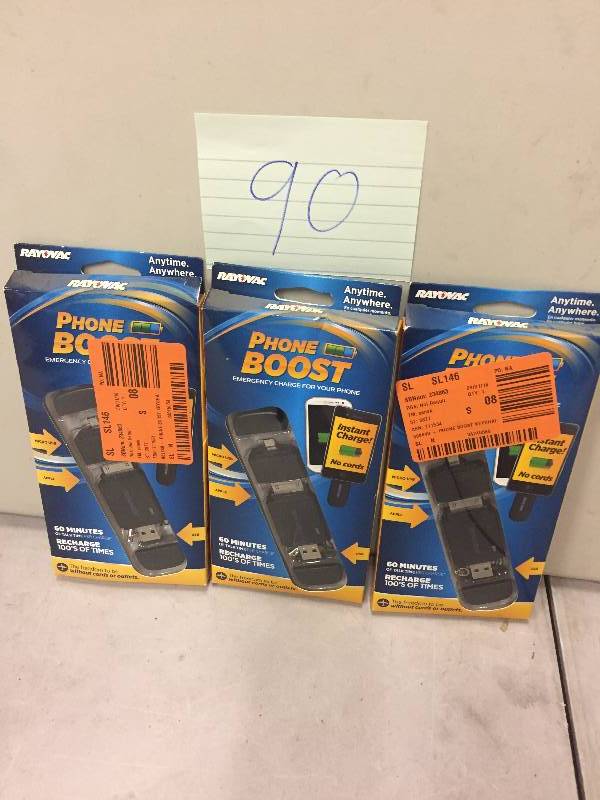 lot 90 image: Lot of 3 Rayovac Phone Boost. Emergency Charge For Your Phone New