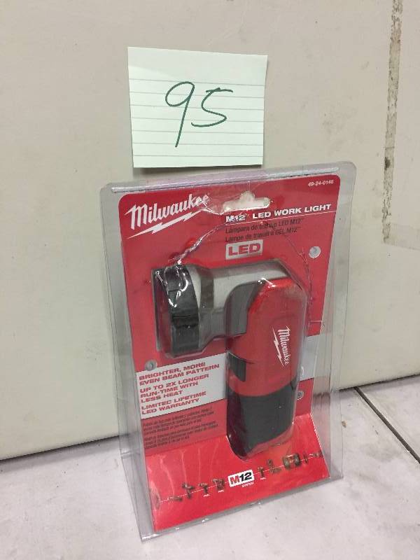 lot 95 image: Milwaukee M12 12-Volt Lithium-Ion Cordless LED Work Flashlight (Tool-Only)