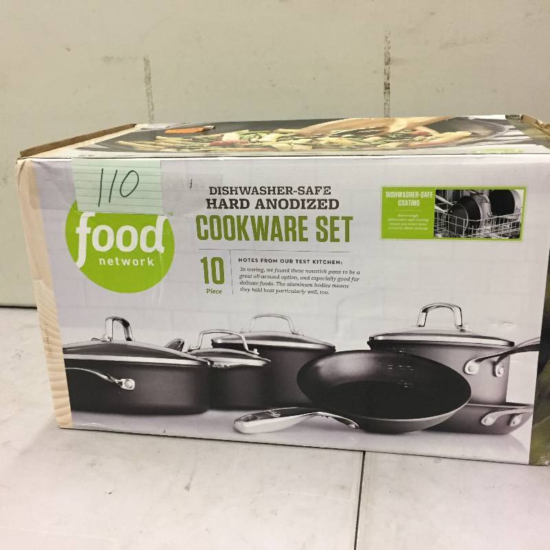 lot 110 image: Food Network 10-pc. Hard-Anodized Nonstick Aluminum Cookware Set