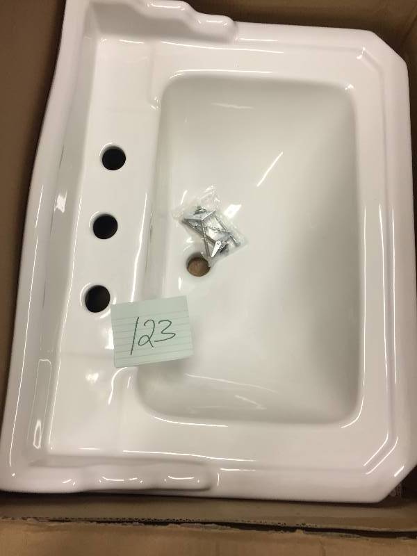 lot 123 image: Foremost Series 1930 20-14 in. Pedestal Sink Basin in White open box
