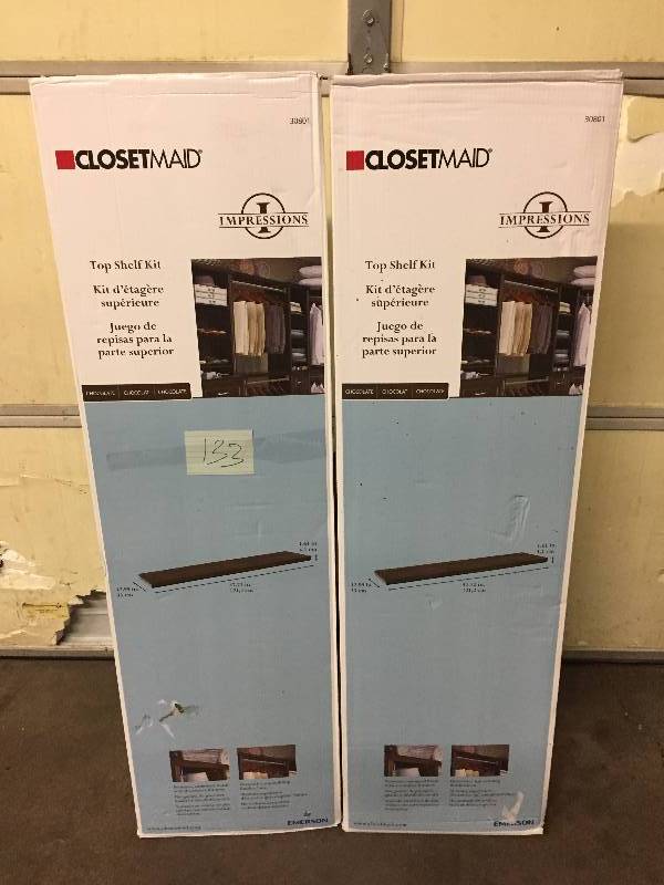 lot 133 image: Lot of 2 ClosetMaid Impressions 48 in. Chocolate Top Shelf