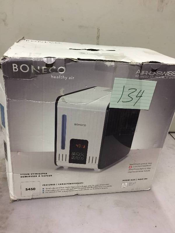 lot 134 image: BONECO Steam Humidifier S450 open box never used