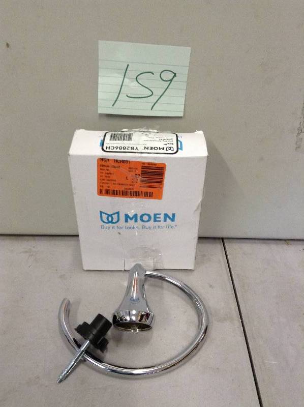 lot 159 image: set of 2 MOEN Eva Towel Ring in Chrome open box