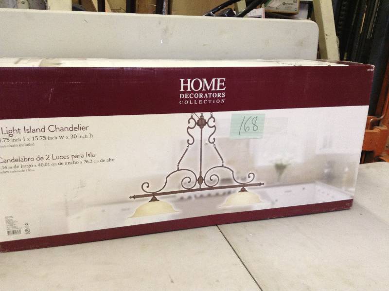 lot 168 image: Home Decorators Collection Fairview 2-Light Heritage Bronze Ceiling Kitchen Island Light Model#  14703  open box 