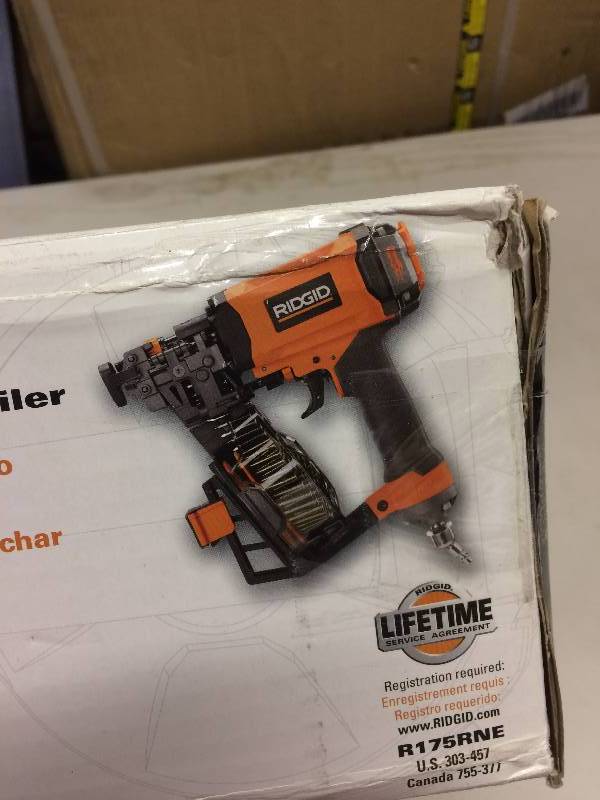 lot 107 image: Ridgid 15-Gauge Roofing Coil Nailer-R175RNE Never used