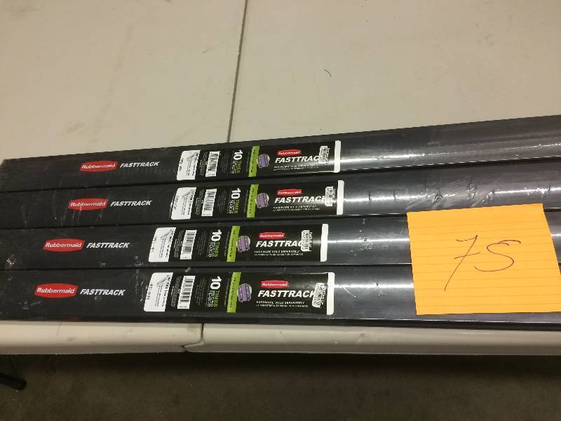 lot 75 image: Lot of 4 Rubbermaid FastTrack Garage 48 in. Hang Rails New