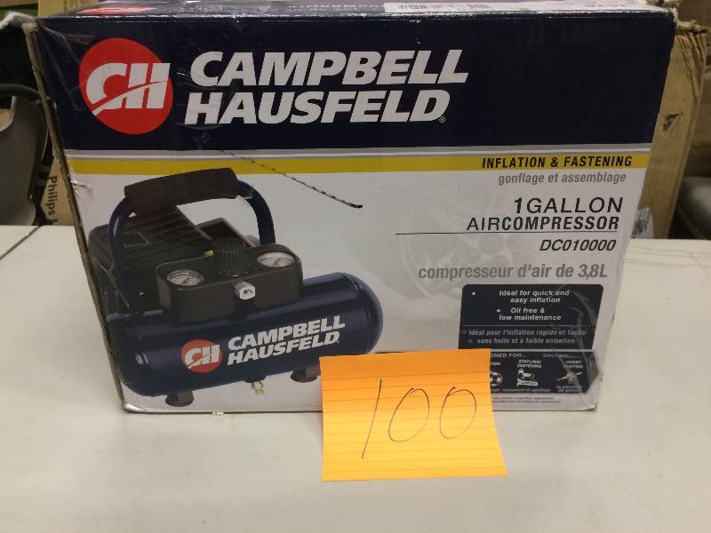 lot 100 image: Campbell Haufeld 1 gal Compressor in working condition