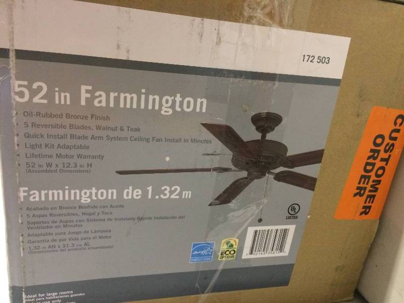 lot 153 image: 52 in Farmington Ceiling Fan Never Used