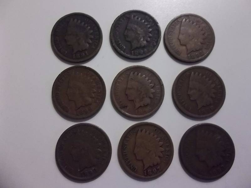 1890, 1891, 1892, 1893,  1895, 1896, 1897, 1898, 1899 Indian Head Cents Some Readable Liberty
