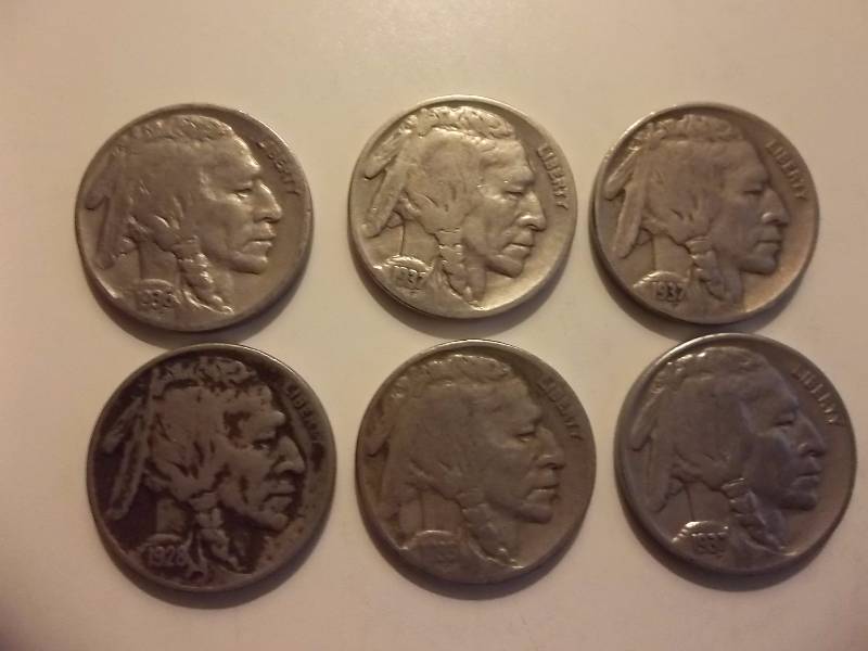 1928 D, 1935, 1936 S, 1937, 1937 D, 1937 S, Buffalo Nickels Readable To Strong Dates