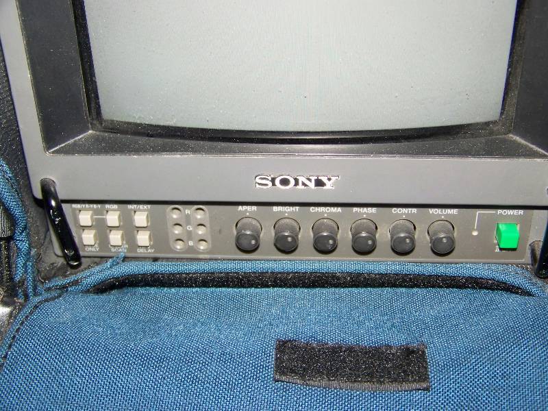 lot 98 image: Sony, 8, Trinitron, Portable, Color Video Monitor in Porta Brace, Soft-Sided Carrying Case