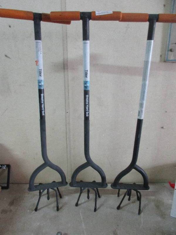 lot 100 image: 3 hand garden tillers