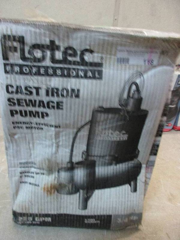 lot 118 image: 1 Flotec pro cast iron sewage pump E75STVT