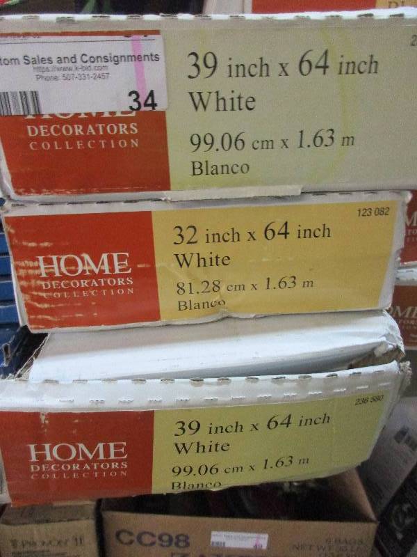 lot 34 image: 3 blinds white 2 inch   39x64     32x65      39x64