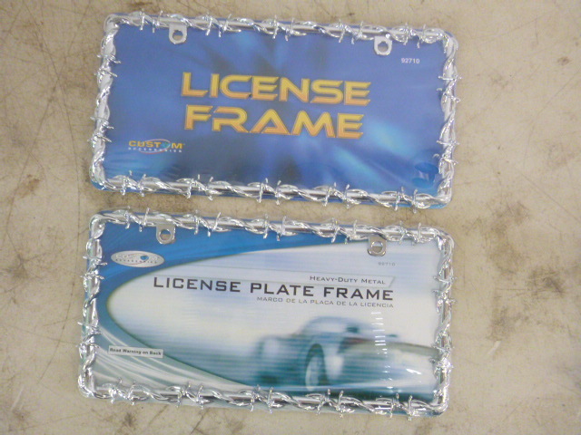 lot 68 image: 2 Barb Wire License Plate Frames