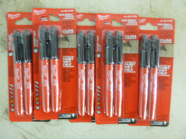 lot 124 image: 5 Packs of Milwaukee Inkzall Jobsite Markers