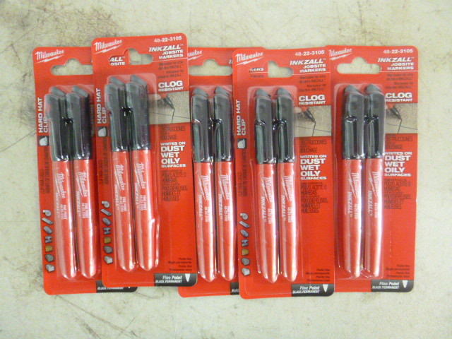 lot 126 image: 5 Packs of Milwaukee Inkzall Jobsite Markers