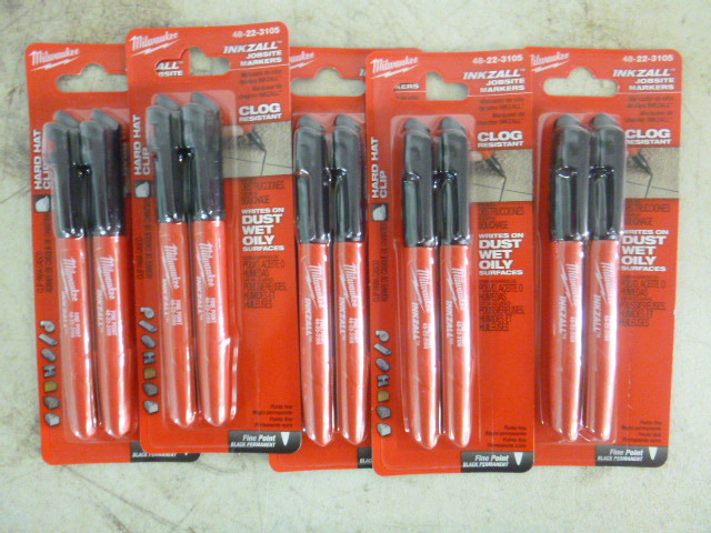 lot 127 image: 5 Packs of Milwaukee Inkzall Jobsite Markers