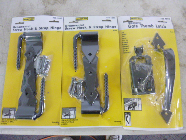 lot 194 image: 2 Packs of Project Pro Ornamental Screw Hook and Strap Hinges