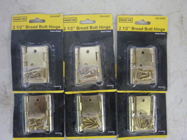 lot 214 image: 6 Packs of Project Pro Broad Butt Hinges