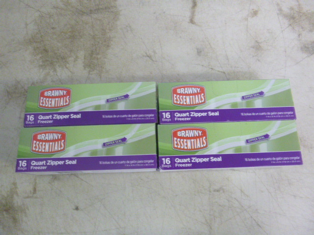 lot 323 image: 4 Boxes of Brawny Essentials Quart Zipper Seal Freezer Bags