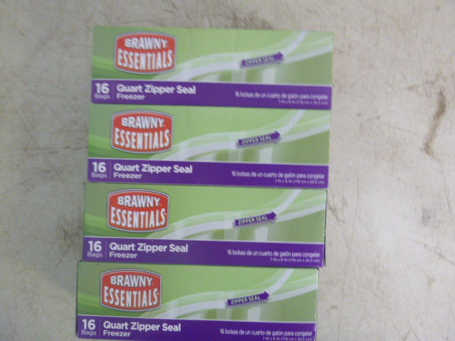 lot 336 image: 4 Boxes of Brawny Essentials Quart Zipper Seal Freezer Bags