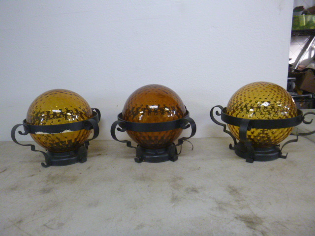 lot 495 image: 3 Globe Ceiling Lights