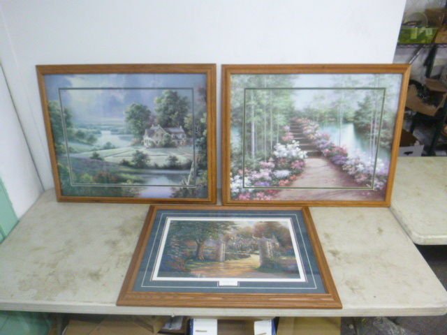 lot 499 image: 3 Wood Framed Scenic Pictures