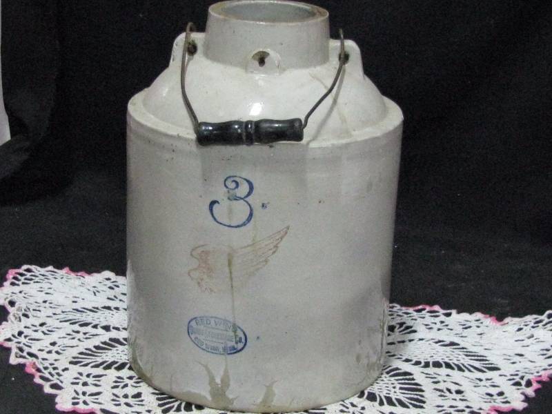 lot 63 image: Red Wing 3 gl. Crock Preserve Jar