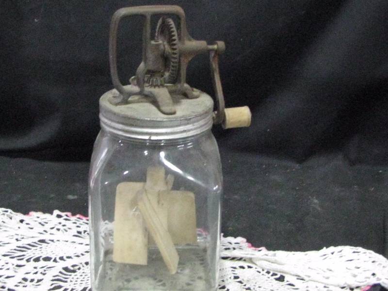 lot 91 image: Glass Butter Churn