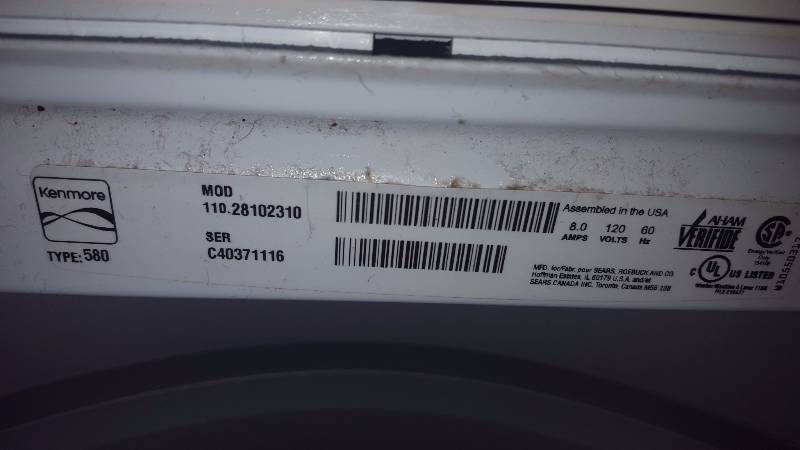 kenmore series 700 washer type 580