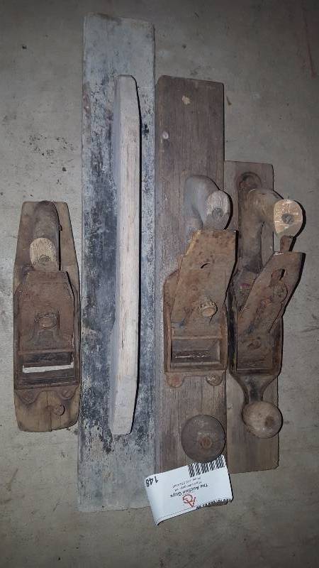 lot 148 image: 3 Antique Wood Planers, and Float
