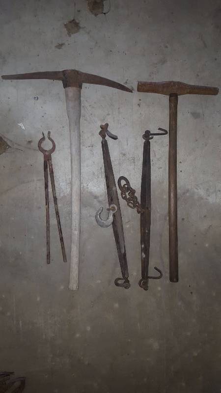 lot 156 image: Pick Axe, Draw Bars, Smithing Pliers