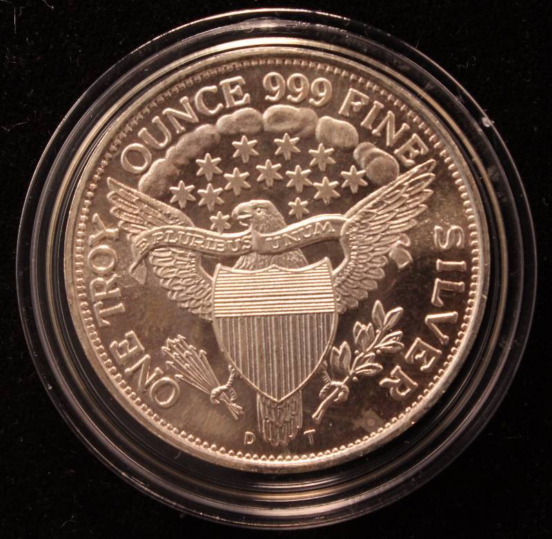 1 TROY OZ. .999 FINE SILVER DRAPED BUST DESIGN IN AIRTITE HOLDER
