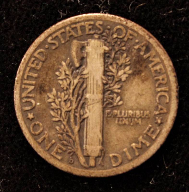 1920-D MERCURY SILVER DIME FINE