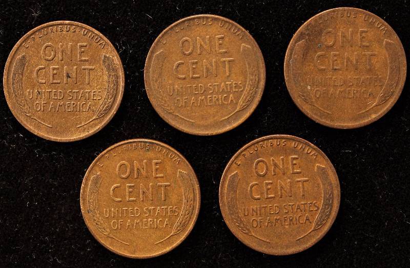 GROUP OF 5 WHEAT CENTS 1916, 1930-D, 34-D, 35-D & 36-D