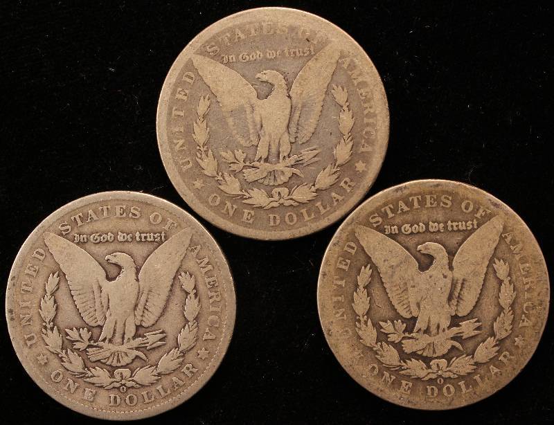 GROUP OF 3 MORGAN SILVER DOLLARS 1880, 1888-O & 1901-O
