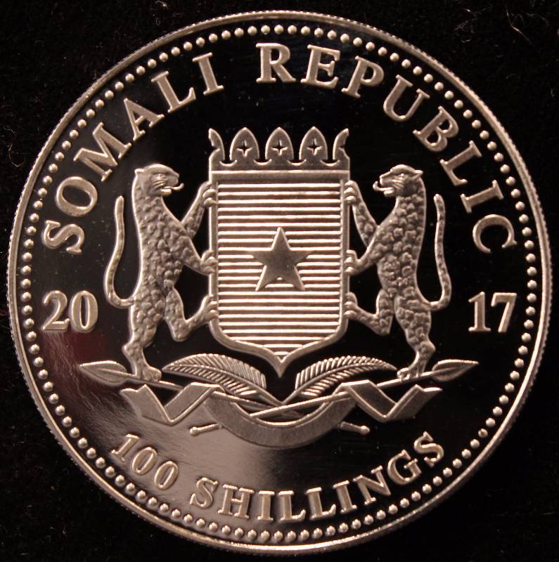 2017 SOMALI REPUBLIC SILVER ELEPHANT 1 TROY OZ. .999 FINE SILVER