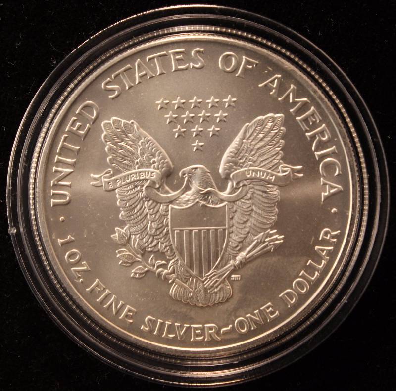2002 AMERICAN SILVER EAGLE 1 TROY OZ. .999 FINE SILVER DOLLAR IN AIRTITE HOLDER