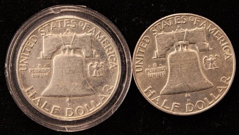 GROUP OF 2 FRANKLIN SILVER HALF DOLLARS 1960D &1961D