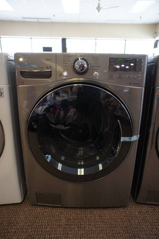 lot 8 image: New - LG WM3570H Steam Front-Loading Washer - 4.3 cu ft - Graphite Steel - Tested Works
